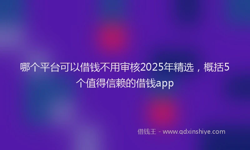 哪个平台可以借钱不用审核2025年精选，概括5个值得信赖的借钱app