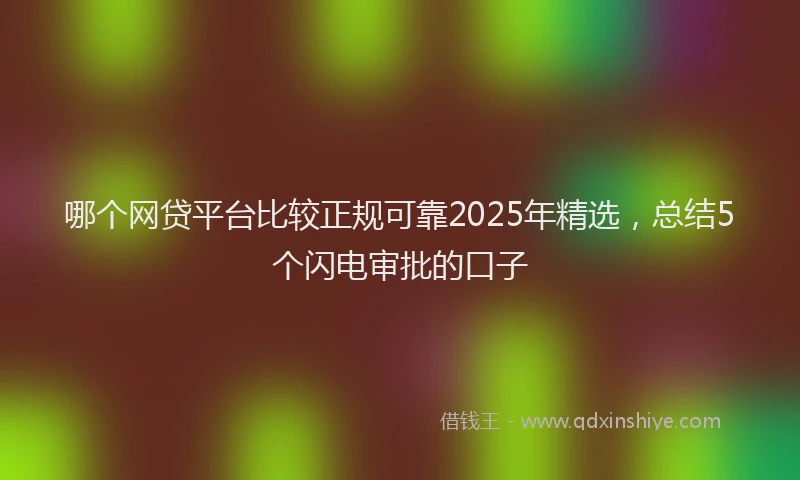 哪个网贷平台比较正规可靠2025年精选,总结5个闪电审批的口子