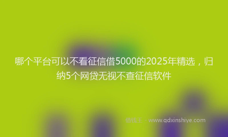 哪个平台可以不看征信借5000的2025年精选，归纳5个网贷无视不查征信软件