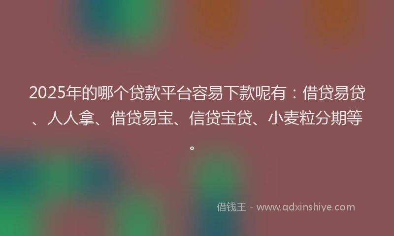2025年的哪个贷款平台容易下款呢有：借贷易贷、人人拿、借贷易宝、信贷宝贷、小麦粒分期等。