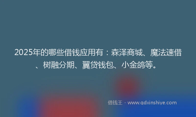 2025年的哪些借钱应用有：森泽商城、魔法速借、树融分期、翼贷钱包、小金鸽等。