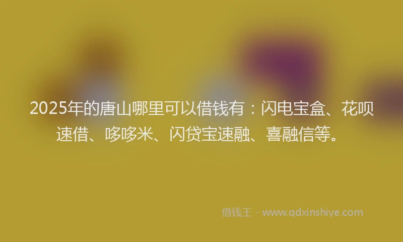2025年的唐山哪里可以借钱有：闪电宝盒、花呗速借、哆哆米、闪贷宝速融、喜融信等。