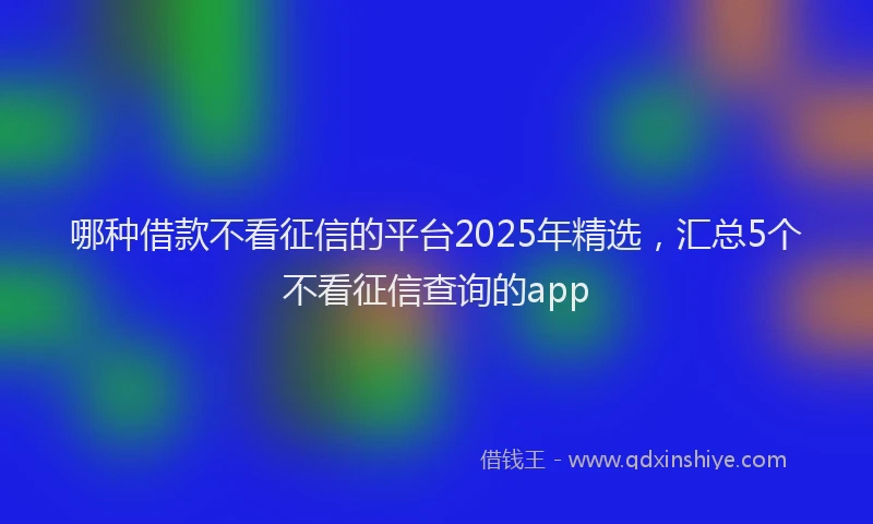 哪种借款不看征信的平台2025年精选，汇总5个不看征信查询的app