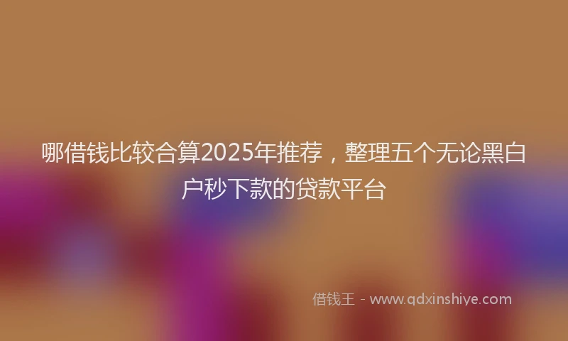 哪借钱比较合算2025年推荐，整理五个无论黑白户秒下款的贷款平台