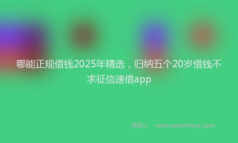 哪能正规借钱2025年精选，归纳五个20岁借钱不求征信速借app