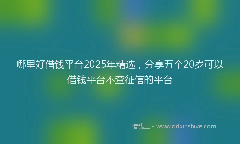 哪里好借钱平台2025年精选，分享五个20岁可以借钱平台不查征信的平台