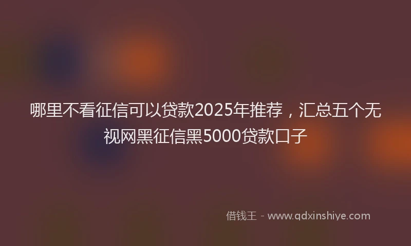 哪里不看征信可以贷款2025年推荐，汇总五个无视网黑征信黑5000贷款口子