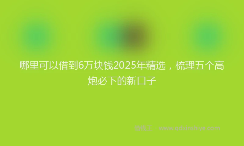 哪里可以借到6万块钱2025年精选，梳理五个高炮必下的新口子