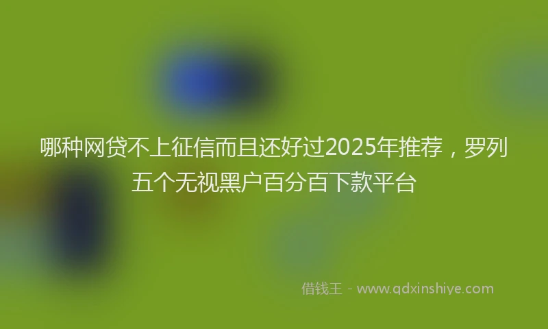 哪种网贷不上征信而且还好过2025年推荐，罗列五个无视黑户百分百下款平台