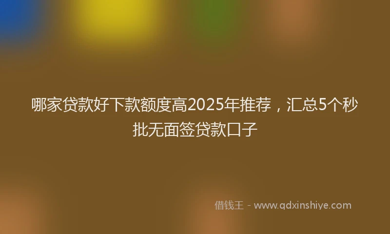哪家贷款好下款额度高2025年推荐，汇总5个秒批无面签贷款口子