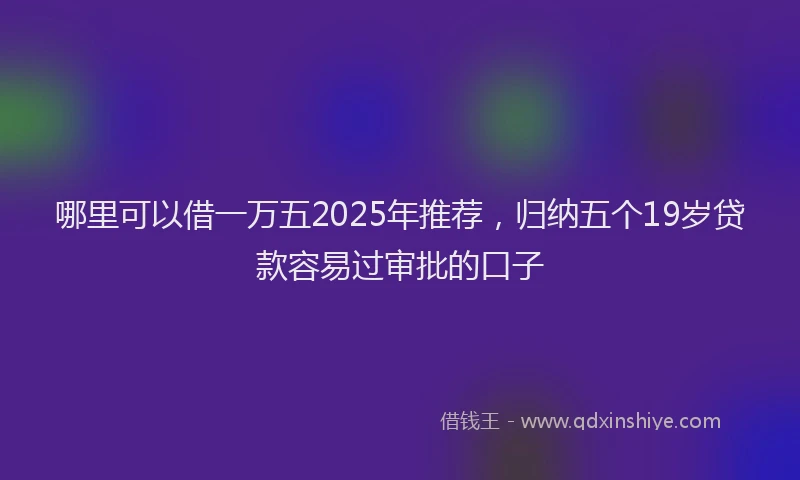 哪里可以借一万五2025年推荐，归纳五个19岁贷款容易过审批的口子