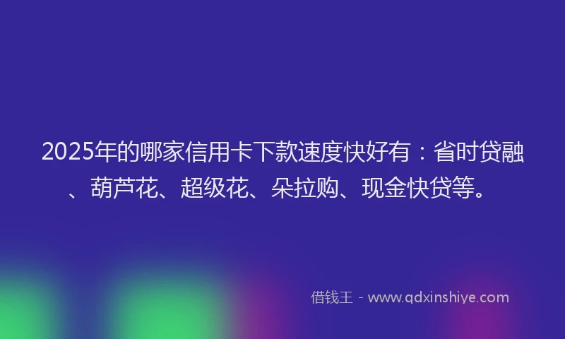 2025年的哪家信用卡下款速度快好有：省时贷融、葫芦花、超级花、朵拉购、现金快贷等。