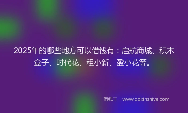 2025年的哪些地方可以借钱有：启航商城、积木盒子、时代花、租小新、盈小花等。