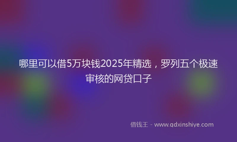 哪里可以借5万块钱2025年精选，罗列五个极速审核的网贷口子