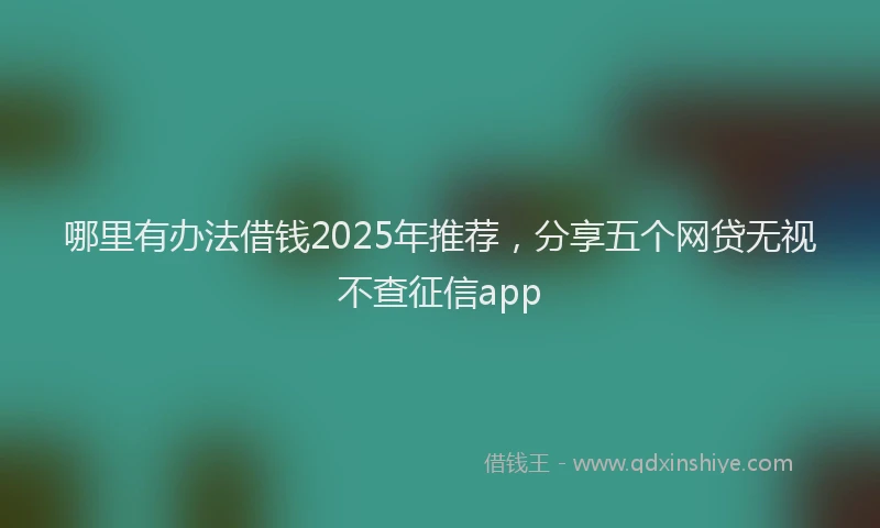 哪里有办法借钱2025年推荐，分享五个网贷无视不查征信app