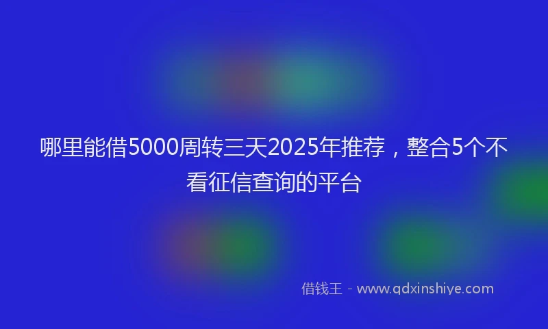 哪里能借5000周转三天2025年推荐，整合5个不看征信查询的平台