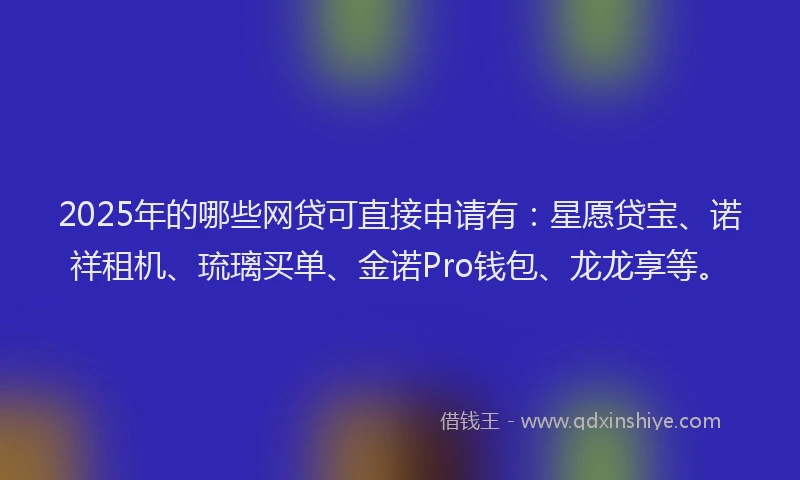 2025年的哪些网贷可直接申请有：星愿贷宝、诺祥租机、琉璃买单、金诺Pro钱包、龙龙享等。
