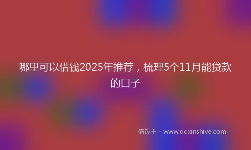 哪里可以借钱2025年推荐，梳理5个11月能贷款的口子