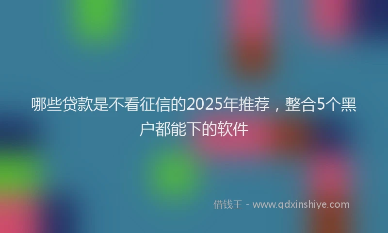 哪些贷款是不看征信的2025年推荐，整合5个黑户都能下的软件