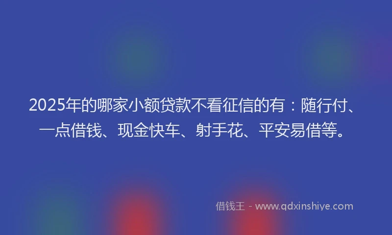 2025年的哪家小额贷款不看征信的有：随行付、一点借钱、现金快车、射手花、平安易借等。