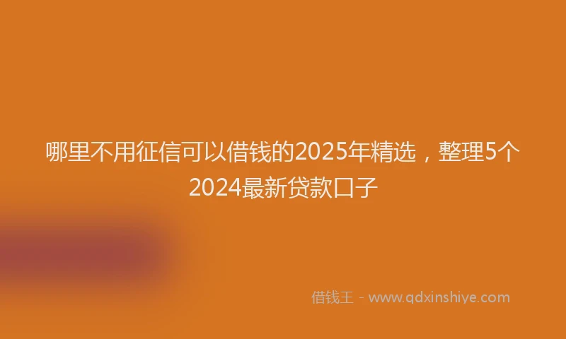 哪里不用征信可以借钱的2025年精选，整理5个2024最新贷款口子