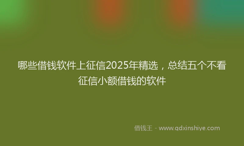 哪些借钱软件上征信2025年精选，总结五个不看征信小额借钱的软件
