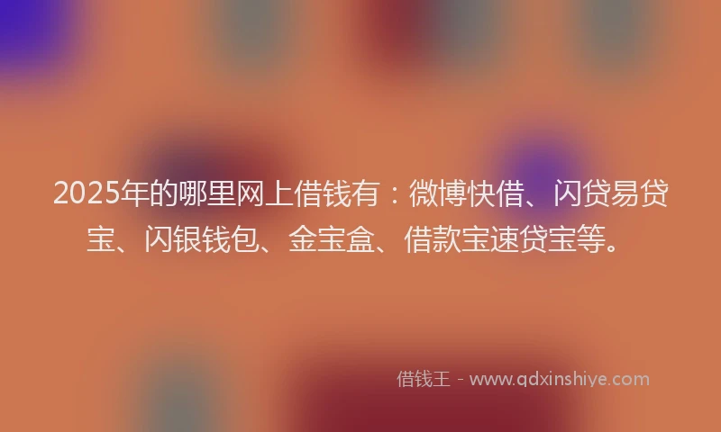 2025年的哪里网上借钱有：微博快借、闪贷易贷宝、闪银钱包、金宝盒、借款宝速贷宝等。