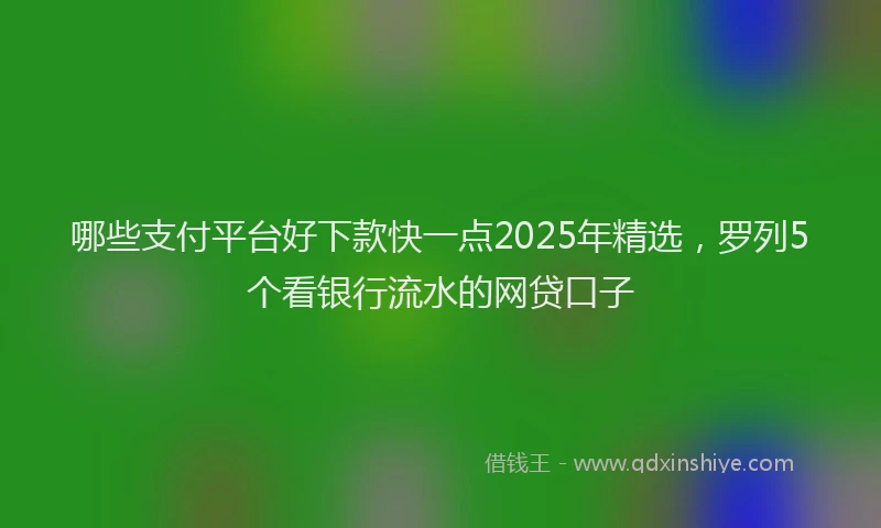 哪些支付平台好下款快一点2025年精选，罗列5个看银行流水的网贷口子
