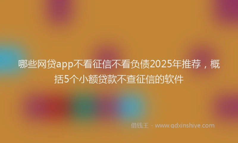 哪些网贷app不看征信不看负债2025年推荐，概括5个小额贷款不查征信的软件