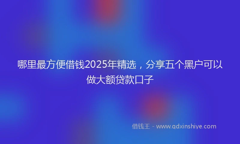 哪里最方便借钱2025年精选，分享五个黑户可以做大额贷款口子
