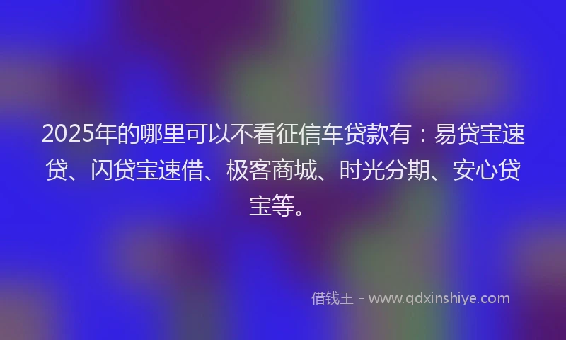 2025年的哪里可以不看征信车贷款有：易贷宝速贷、闪贷宝速借、极客商城、时光分期、安心贷宝等。