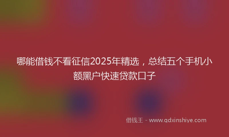哪能借钱不看征信2025年精选，总结五个手机小额黑户快速贷款口子