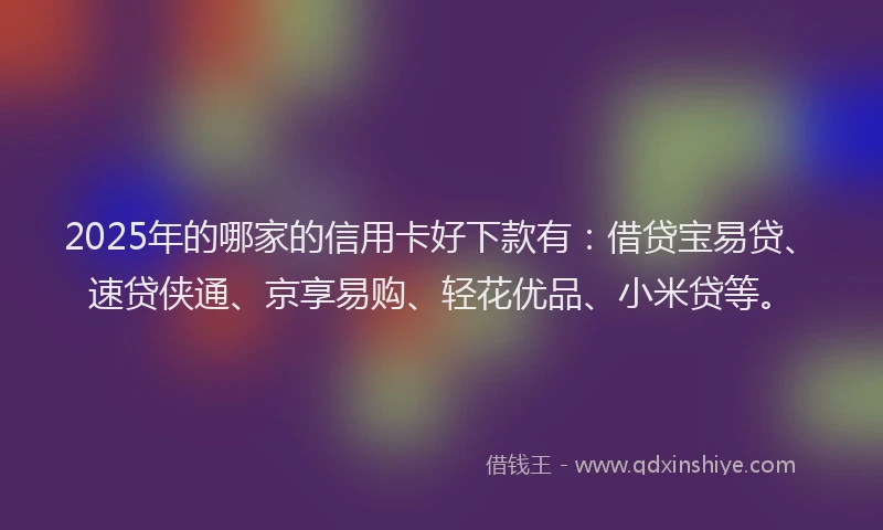 2025年的哪家的信用卡好下款有：借贷宝易贷、速贷侠通、京享易购、轻花优品、小米贷等。