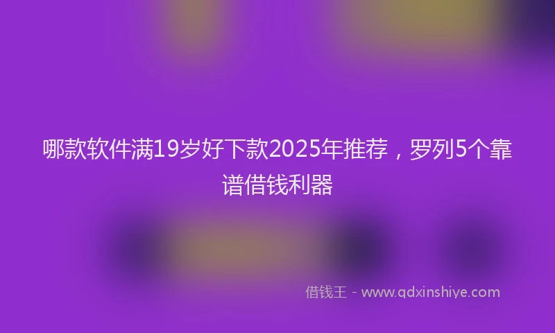 哪款软件满19岁好下款2025年推荐，罗列5个靠谱借钱利器