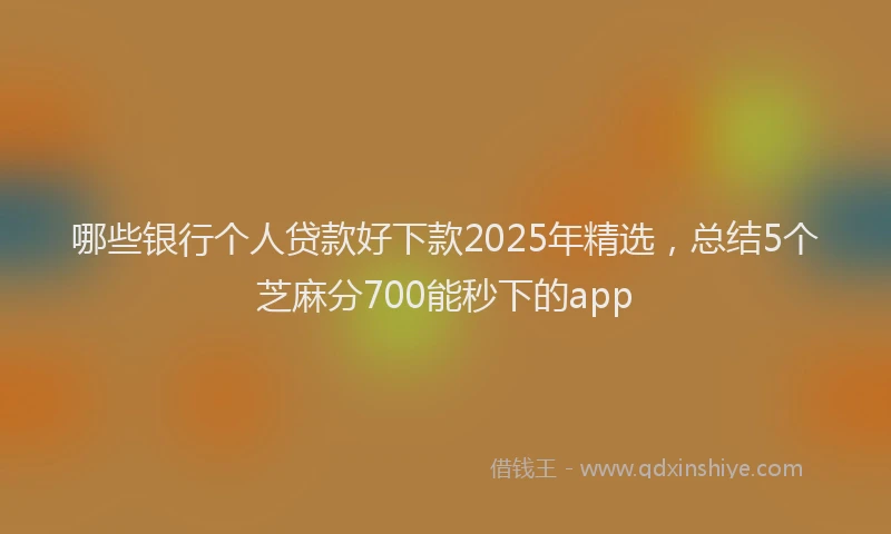 哪些银行个人贷款好下款2025年精选，总结5个芝麻分700能秒下的app