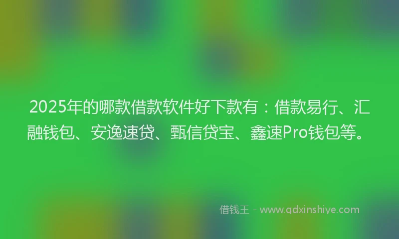 2025年的哪款借款软件好下款有：借款易行、汇融钱包、安逸速贷、甄信贷宝、鑫速Pro钱包等。