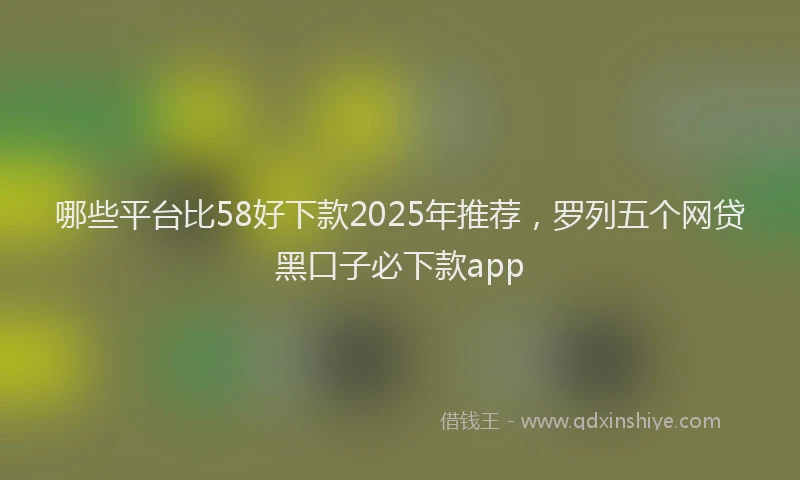 哪些平台比58好下款2025年推荐，罗列五个网贷黑口子必下款app