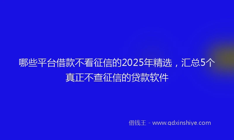 哪些平台借款不看征信的2025年精选，汇总5个真正不查征信的贷款软件