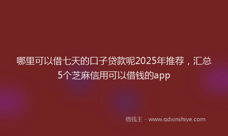哪里可以借七天的口子贷款呢2025年推荐，汇总5个芝麻信用可以借钱的app