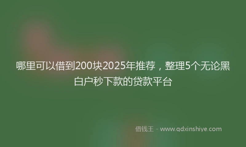 哪里可以借到200块2025年推荐，整理5个无论黑白户秒下款的贷款平台