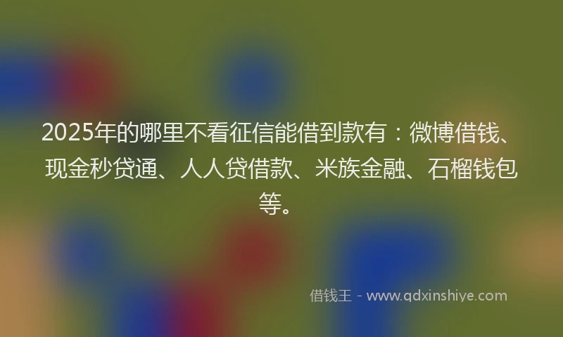 2025年的哪里不看征信能借到款有：微博借钱、现金秒贷通、人人贷借款、米族金融、石榴钱包等。