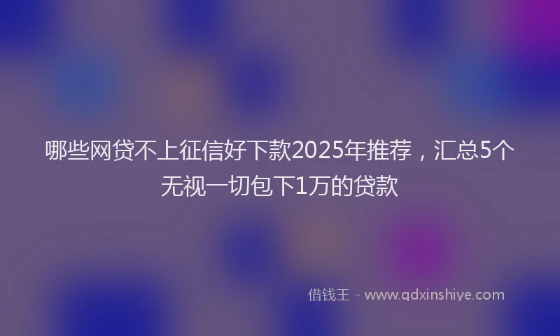 哪些网贷不上征信好下款2025年推荐，汇总5个无视一切包下1万的贷款