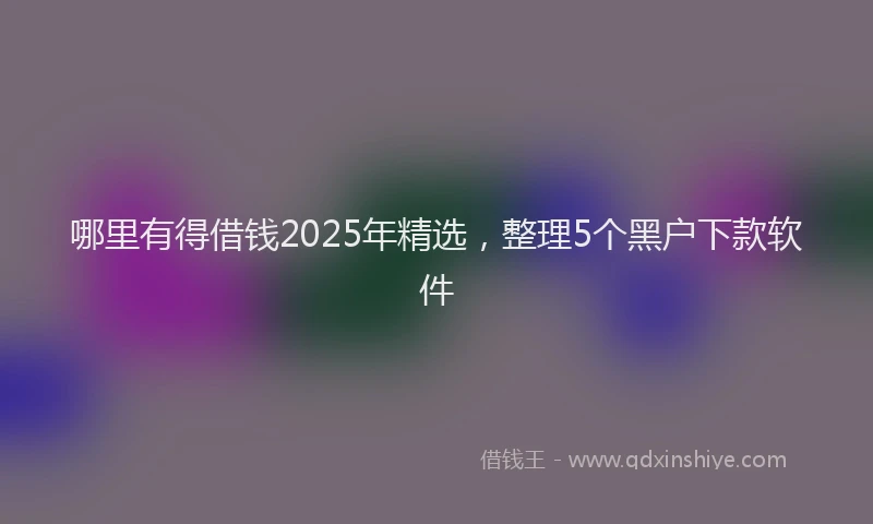 哪里有得借钱2025年精选，整理5个黑户下款软件