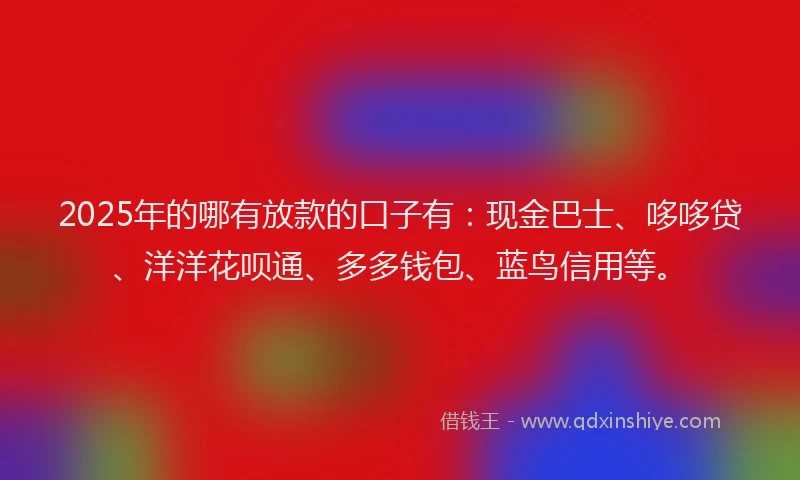 2025年的哪有放款的口子有：现金巴士、哆哆贷、洋洋花呗通、多多钱包、蓝鸟信用等。