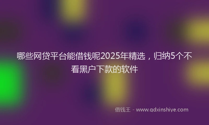 哪些网贷平台能借钱呢2025年精选，归纳5个不看黑户下款的软件
