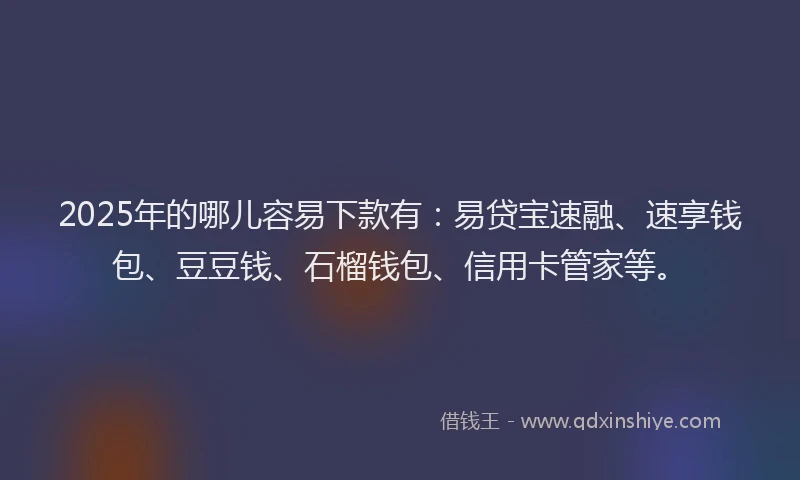 2025年的哪儿容易下款有：易贷宝速融、速享钱包、豆豆钱、石榴钱包、信用卡管家等。