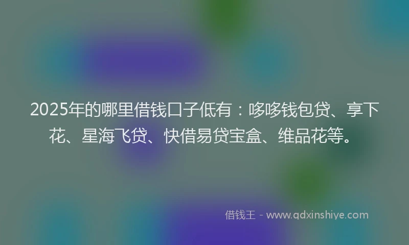 2025年的哪里借钱口子低有：哆哆钱包贷、享下花、星海飞贷、快借易贷宝盒、维品花等。