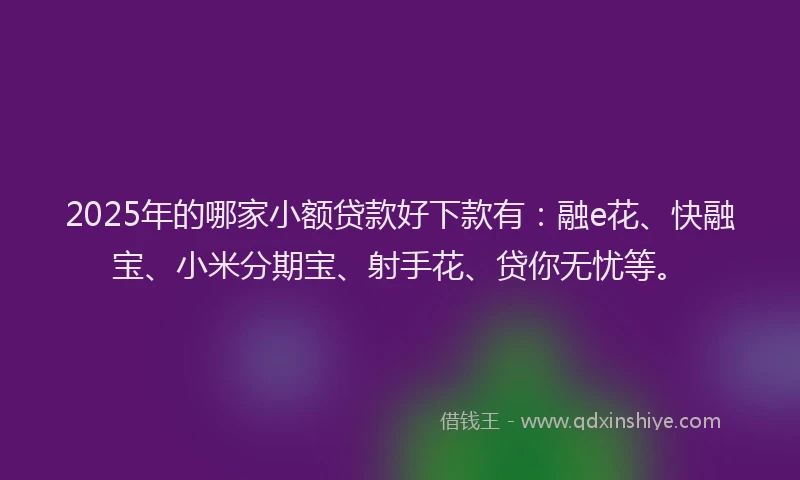 2025年的哪家小额贷款好下款有：融e花、快融宝、小米分期宝、射手花、贷你无忧等。