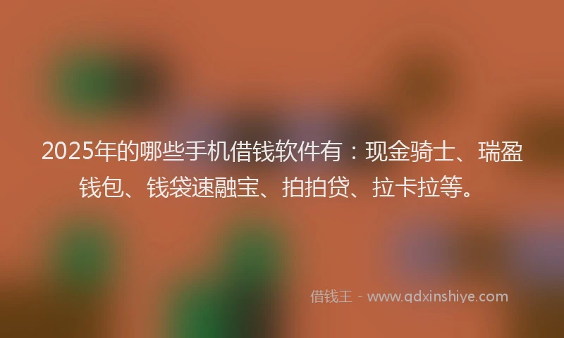 2025年的哪些手机借钱软件有：现金骑士、瑞盈钱包、钱袋速融宝、拍拍贷、拉卡拉等。