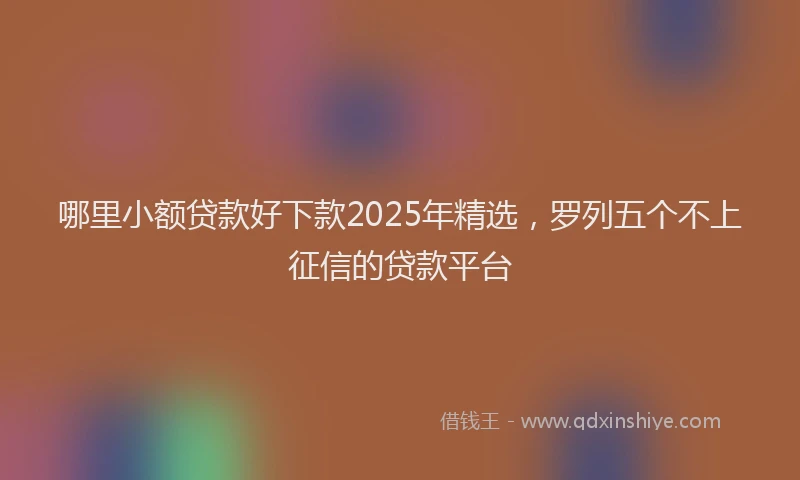 哪里小额贷款好下款2025年精选,罗列五个不上征信的贷款平台